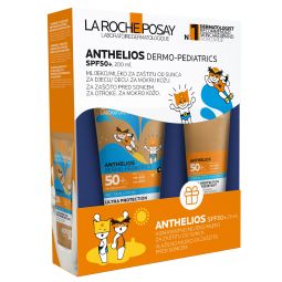 La Roche Posay Anthelios Wet Skin Losion za mokru ili suvu kožu za zaštitu od sunca za decu SPF50+ 200ml + hidratantni losion za zaštitu od sunca za lice i telo SPF50+ 75ml