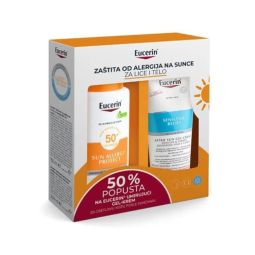 Eucerin Box gel-krem za zaštitu od sunca i od alergija SPF 50 150ml + Umirujući gel-krem za osetljivu kožu posle sunčanja (-50%) 200ml