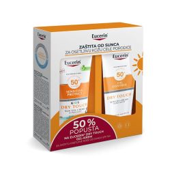 Eucerin Box Dry Touch gel-krema za zaštitu dečje kože od sunca SPF 50+ 200ml + Eucerin Dry Touch gel-krema za zaštitu od sunca SPF 50+ (-50%) 200ml